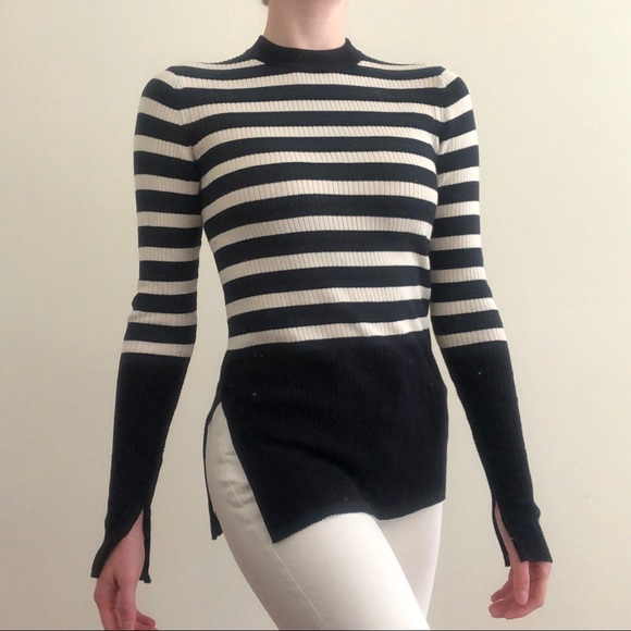 Everlane The Breton Ribbed Sweater Navy White Stripe Cotton - Picture 3 of 9